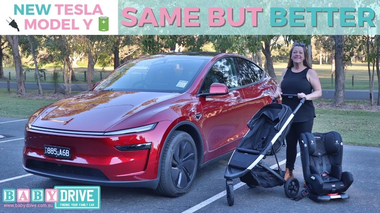 Обзор Tesla Model Y 2025 года: тест детского кресла и коляски BabyDrive!