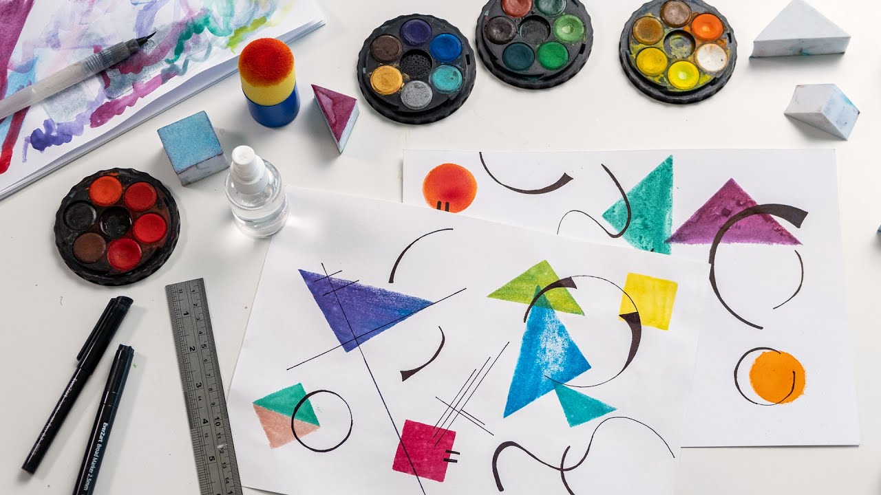 How to make Kandinsky Inspired Sponge Prints | Printmaking Art Activity | Zart Art