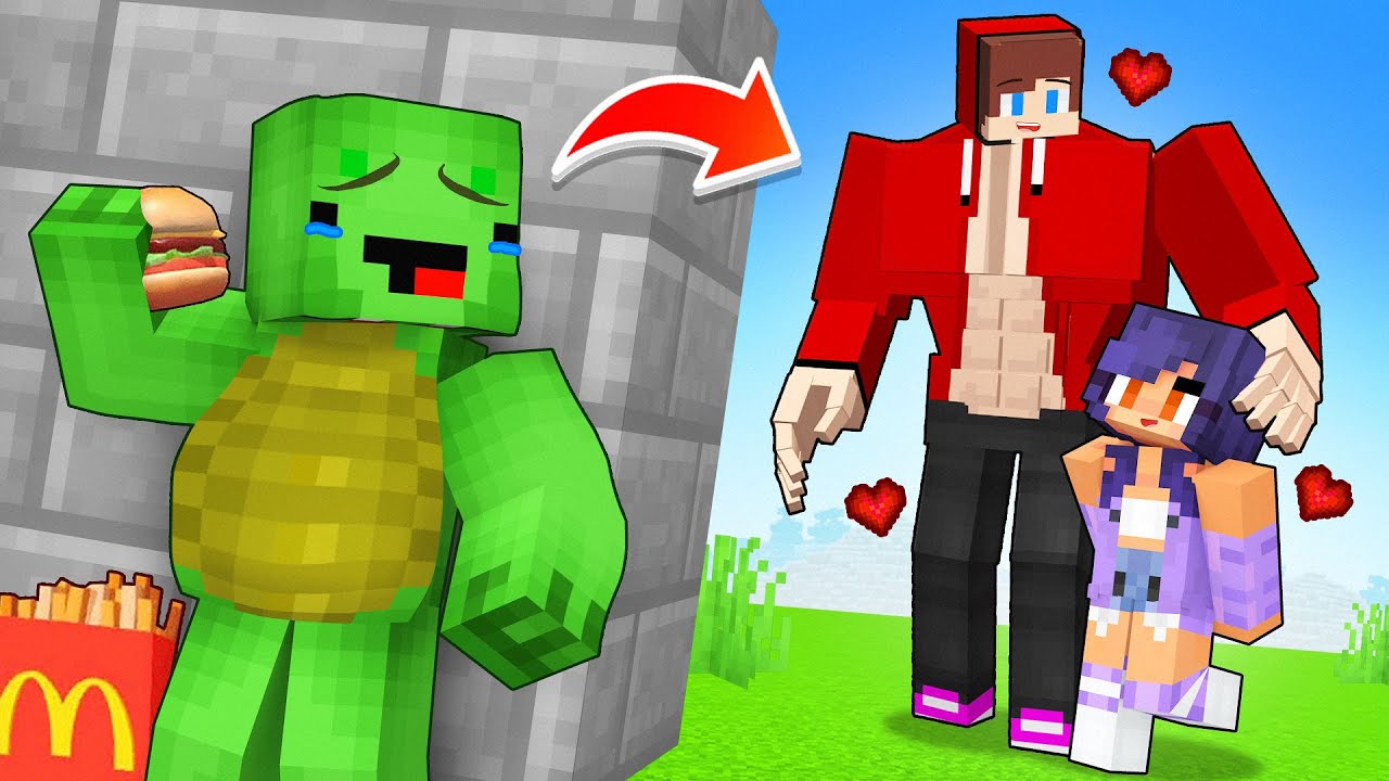 FAT MIKEY is left ALONE! PUMPED UP JJ FELL in LOVE with APHMAU - Maizen Minecraft Animation