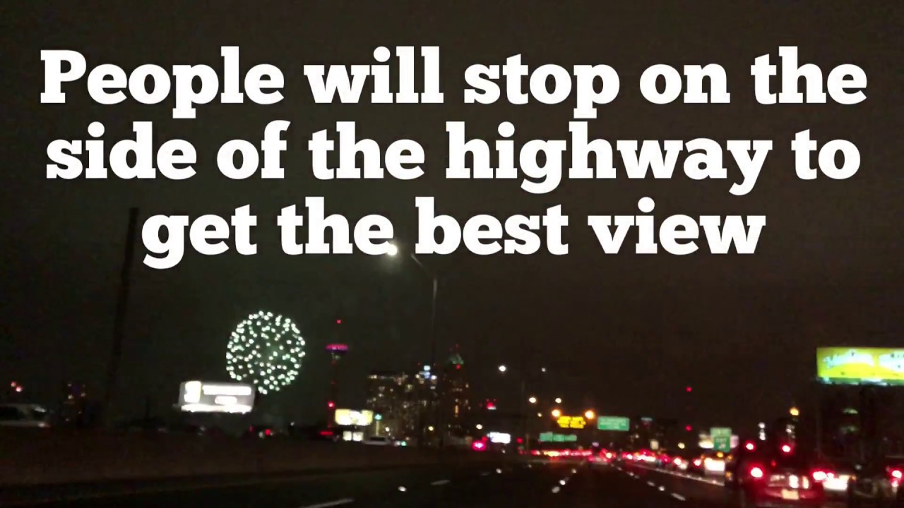 San Antonio New Years Eve 2017 Downtown Fireworks from Highway 281