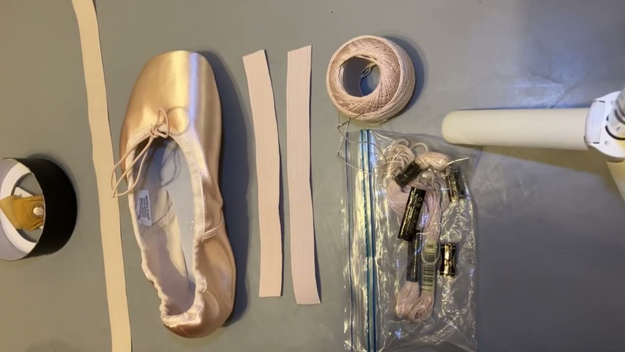 How to sew pointe shoes with criss cross elastic and stretch ribbon loop