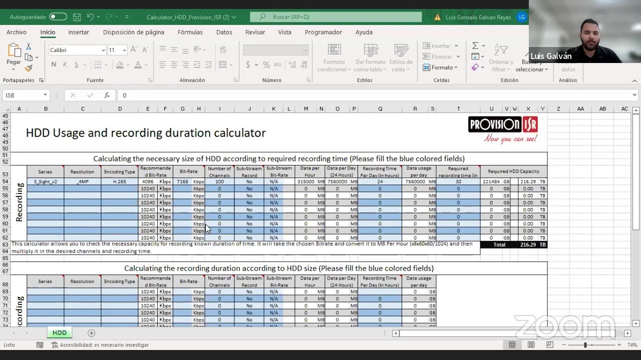 Seminario Web:  Sistema Ossia: Calculo de Almacenamiento y Ancho de Banda.