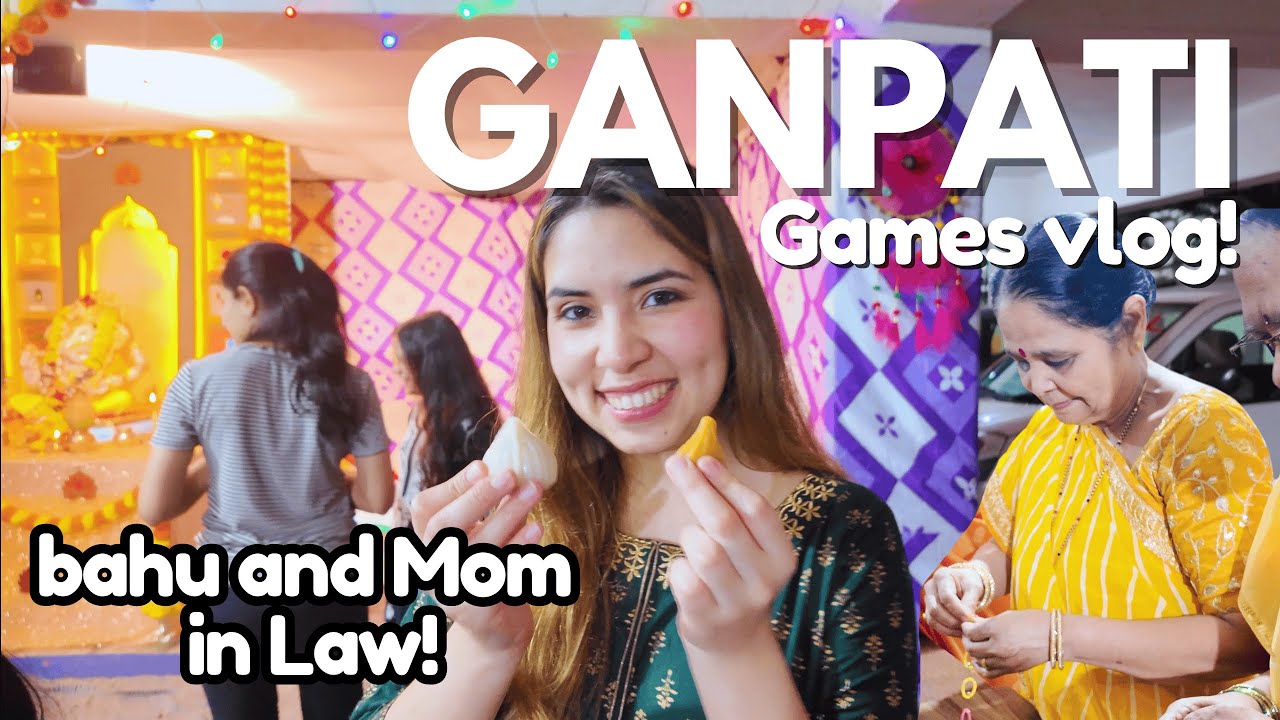 Fun Ganpati Games in Our Society 🎉 Bahu & Saas Winning Together! ❤️🏆 Indian South American couple 💜