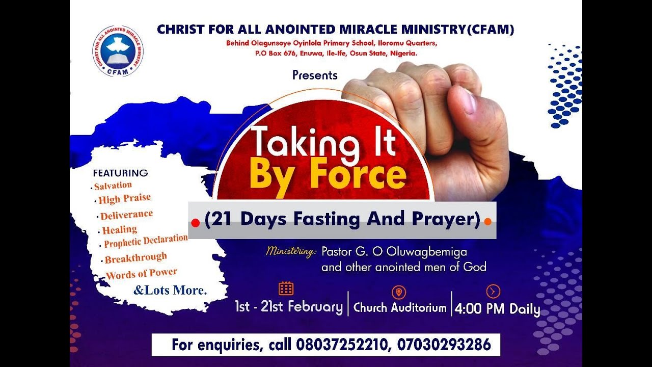 God The Lifter of Head by Pastor G. o. Oluwagbemiga | Taking it by Force |DAY-16