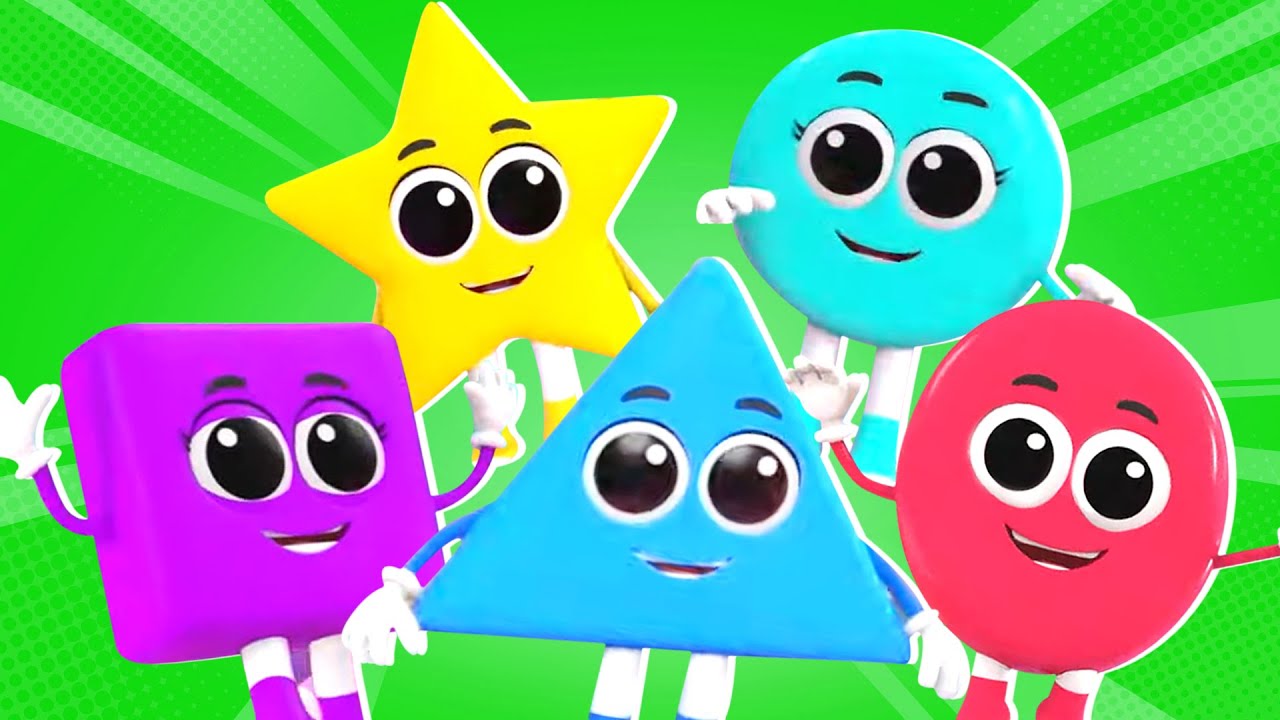 Five Little Shapes Jumping On The Bed, Nursery Rhymes and Songs for Kids