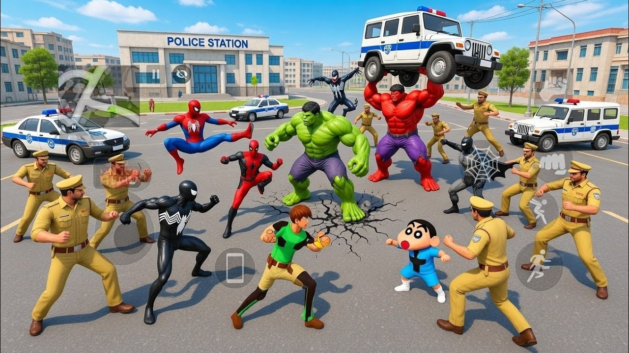 Spider-Man & Hulk Attack the Police Station! Ultimate Superhero Battle!