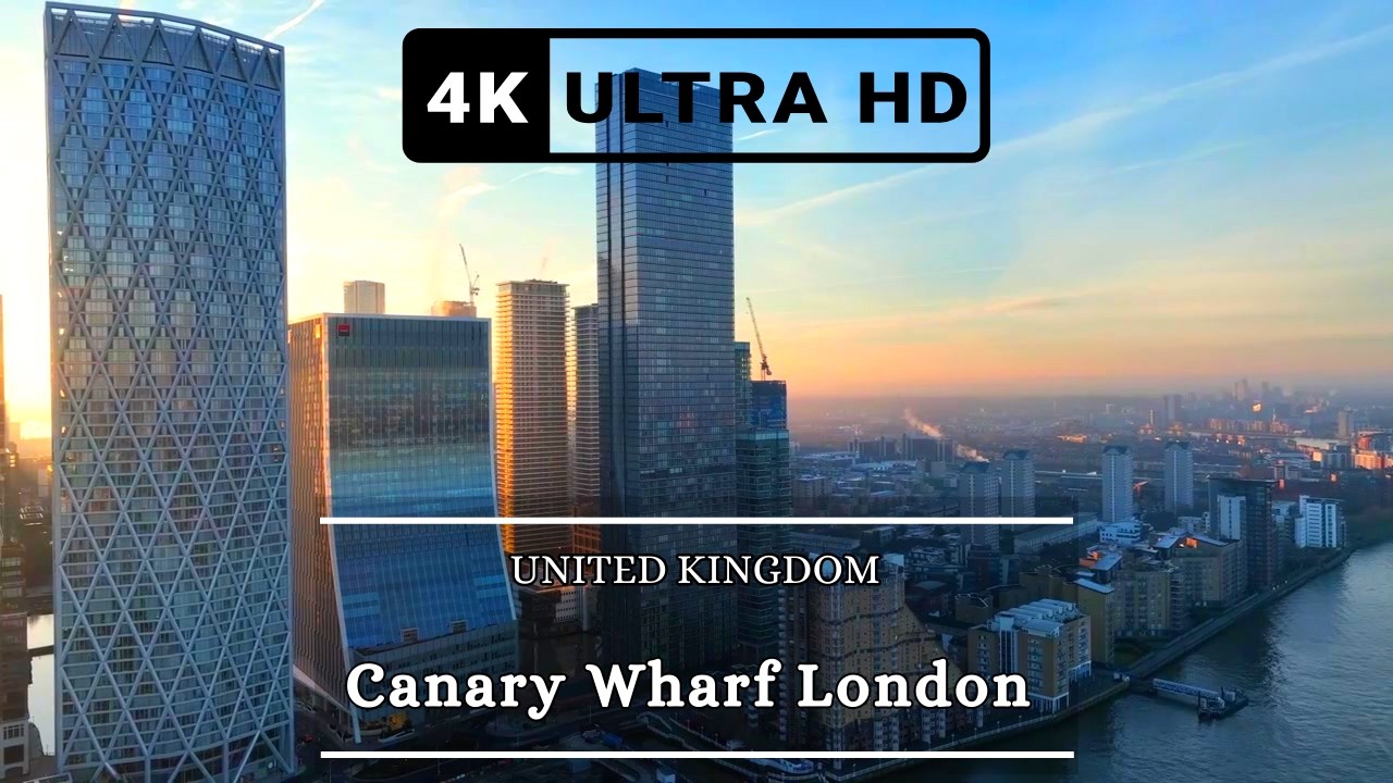 Canary Wharf London, UK Aerial View | 4K Drone Footage
