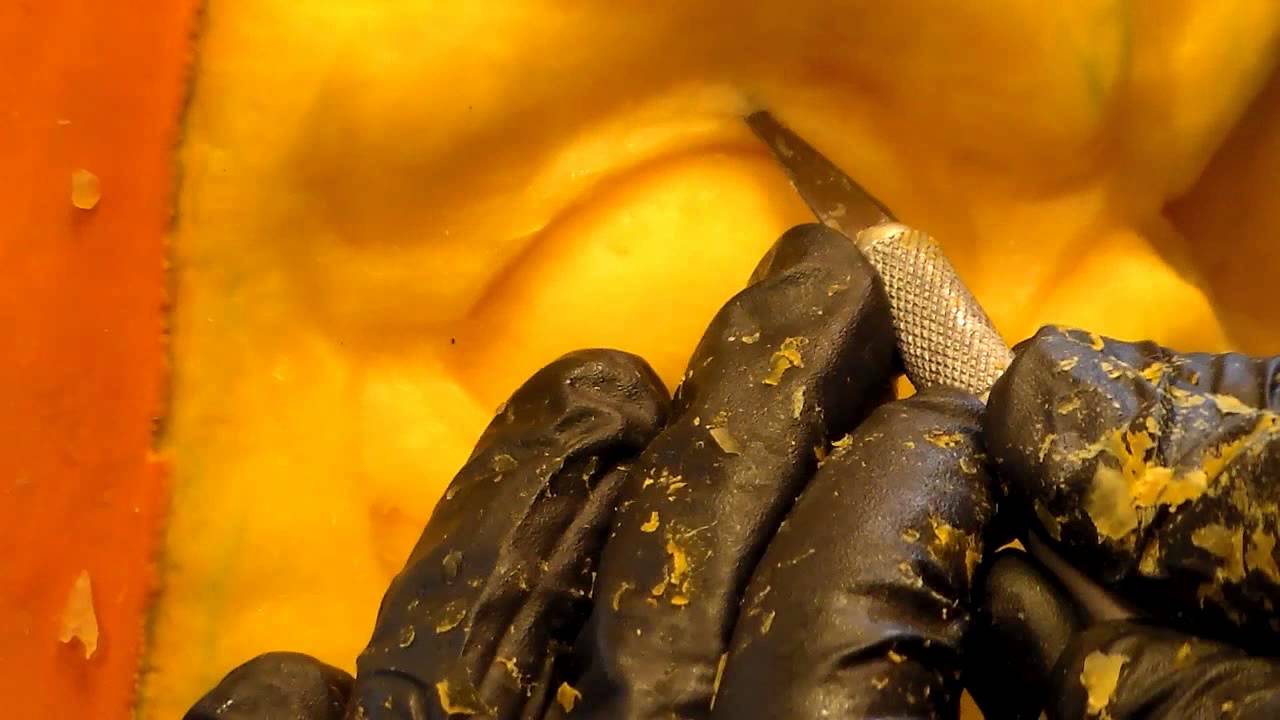 3D Pumpkin Carving Time Lapse by Jeff Brown - Tongue Zombie