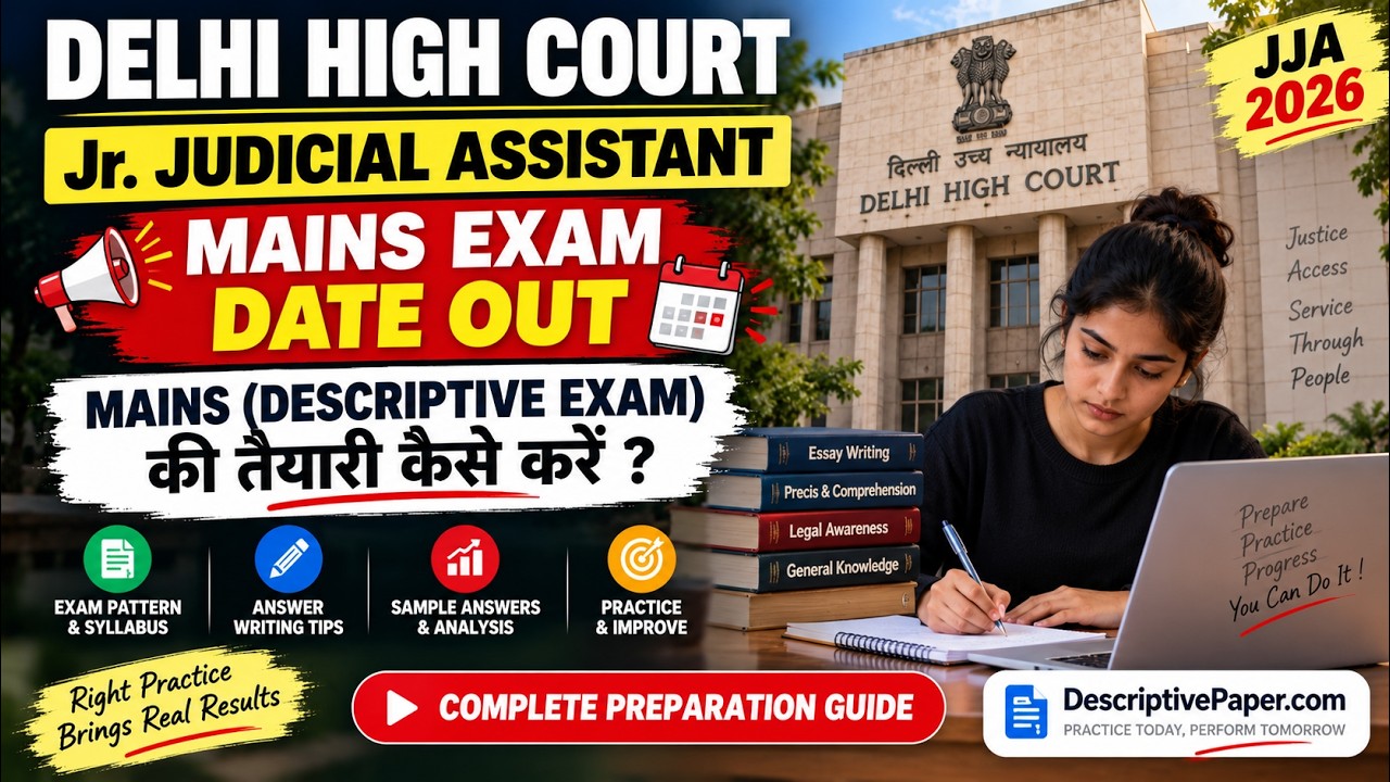 Delhi HC Jr. Judicial Assistant (JJA) Stage 2 Mains Descriptive paper practice 