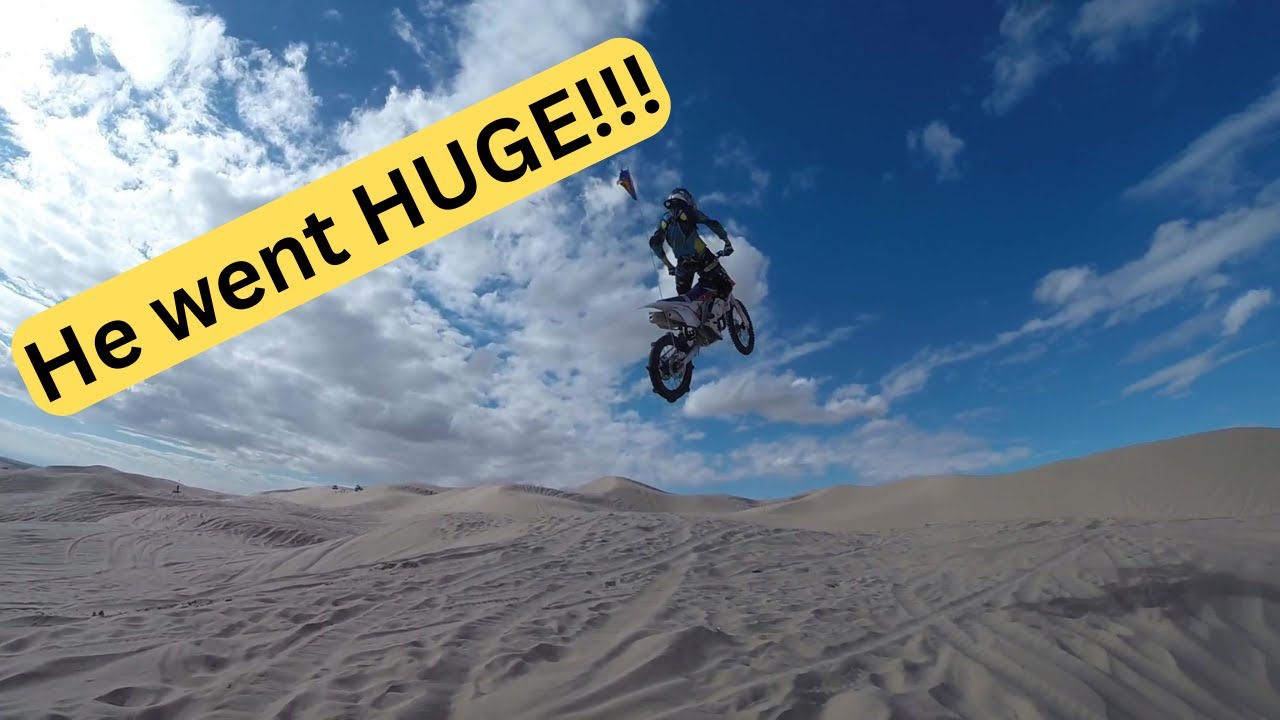 MASSIVE DIRT BIKE JUMP Compilation at the Sand Dunes!! (and CRASH)