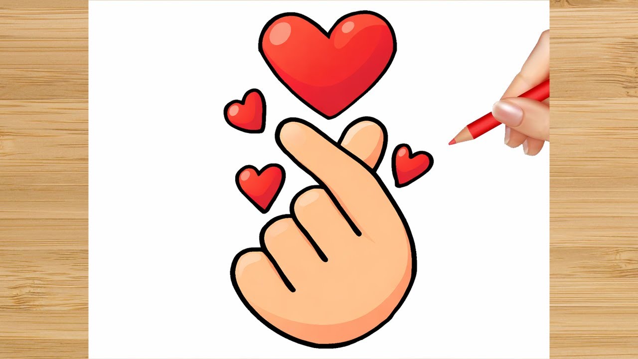 Love symbol with hand drawing - How to draw love symbol for valentines day - korean love symbol