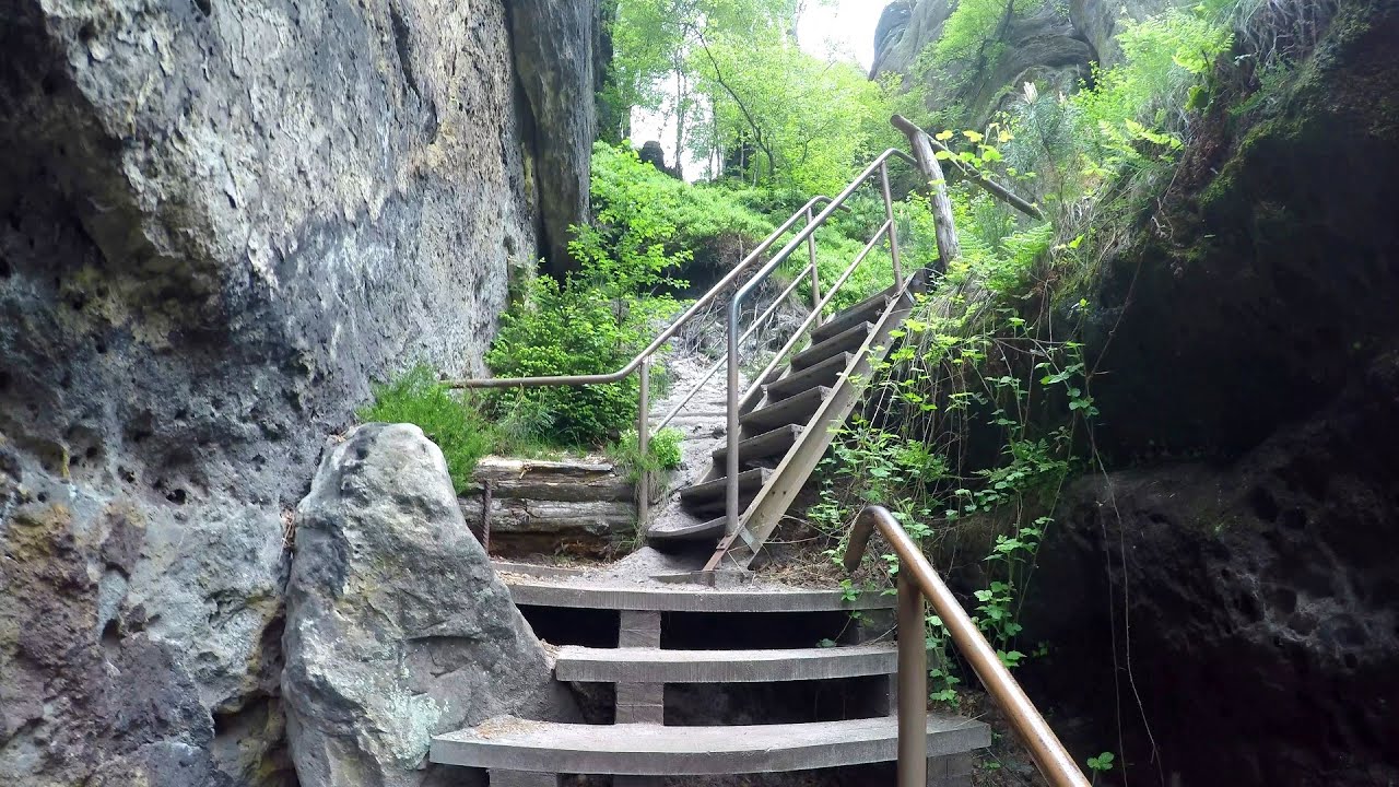 Zurücksteig POV Wanderung Klettersteige und Stiegen Sächsische Schweiz Elbsandsteingebirge Gopro 4k