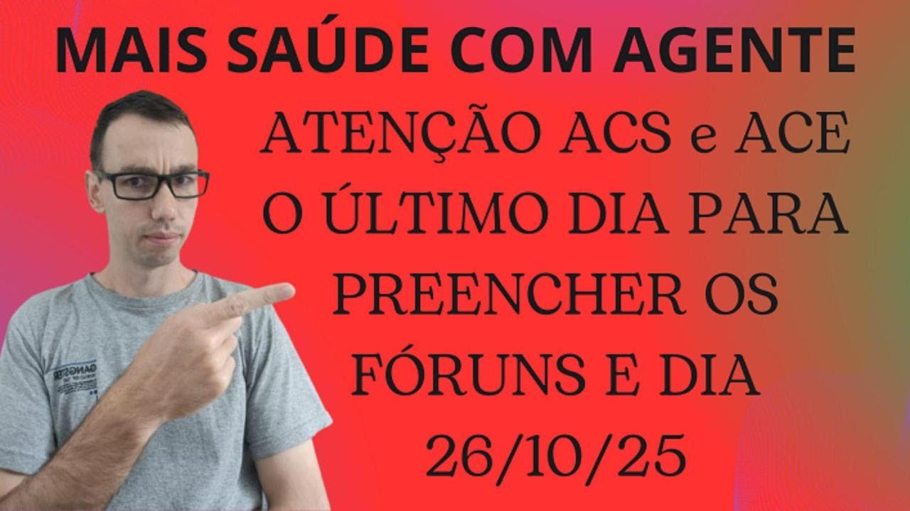 26/10/2025 E O PRAZO FINAL PARA FINALIZAR OS FÓRUNS DO CURSO MAIS SAÚDE COM AGENTE FIQUE ATENTO!!!