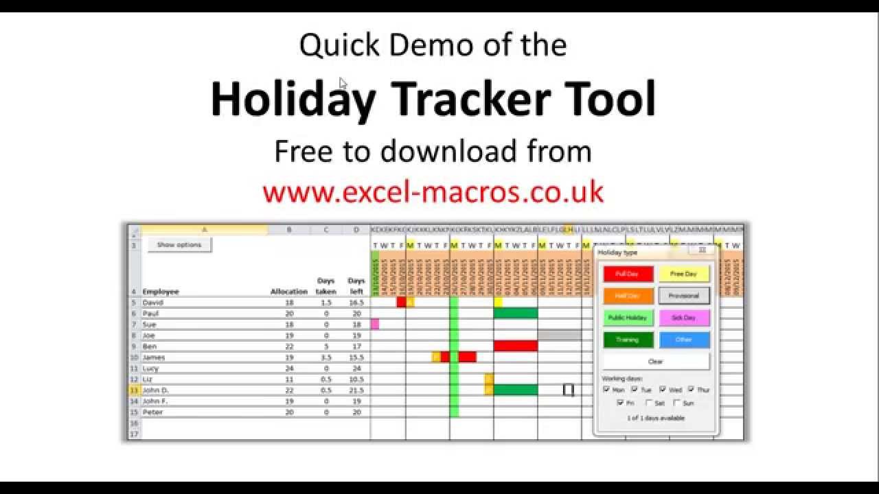 Free Employee Annual Leave Tracker Tool in Excel VBA