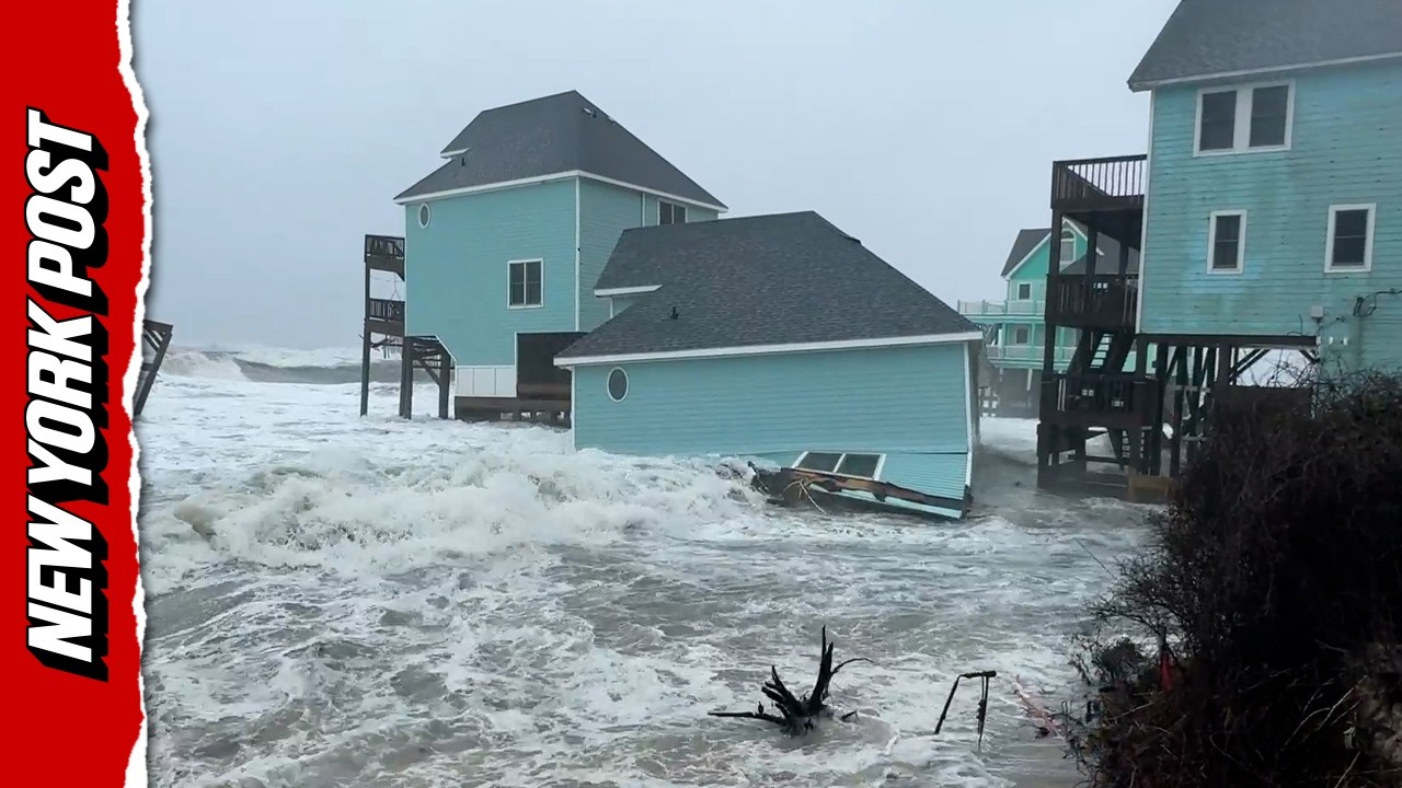 Multiple Beachfront Homes Collapse into the Ocean as Powerful Waves Pound North Carolina Coast