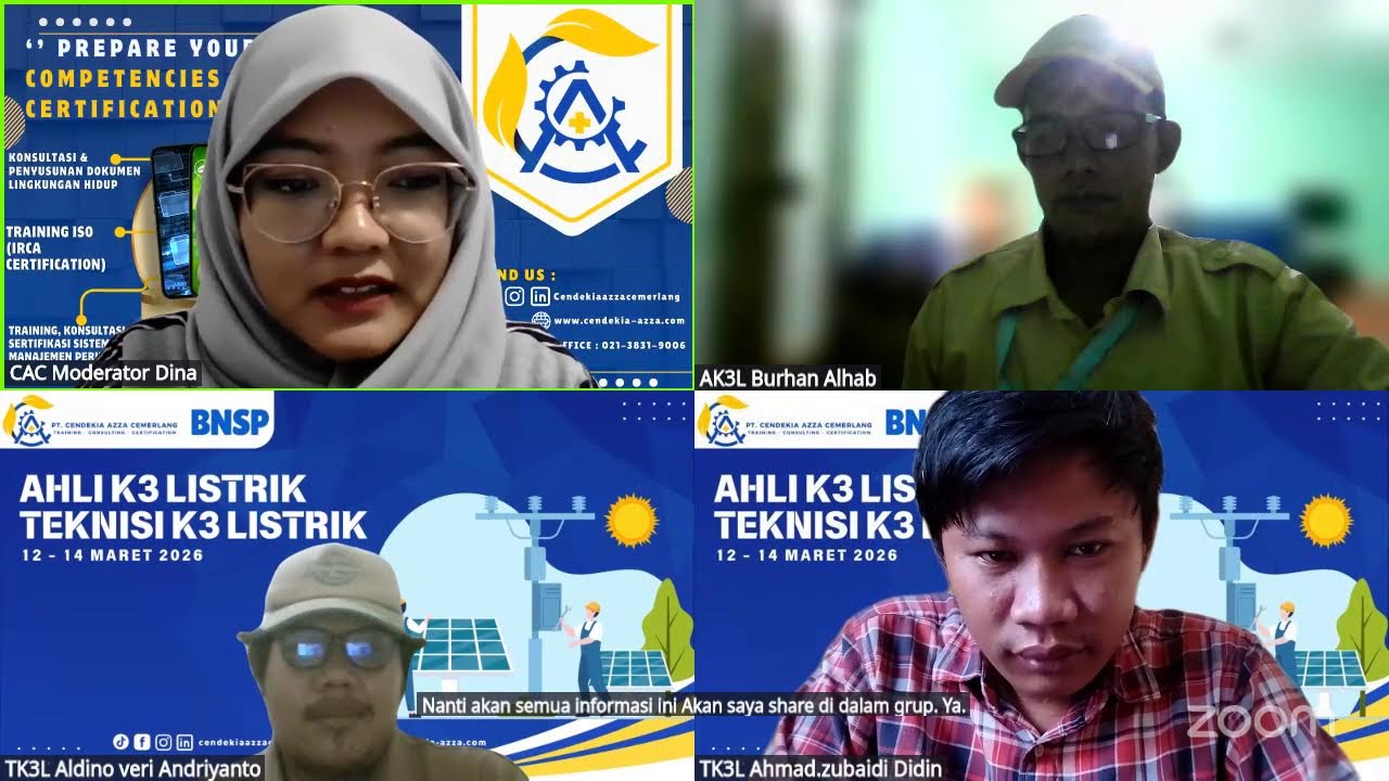 Traning Ahli & Teknisi K3 Listrik BNSP - 13 Maret 2026 - Sesi Siang