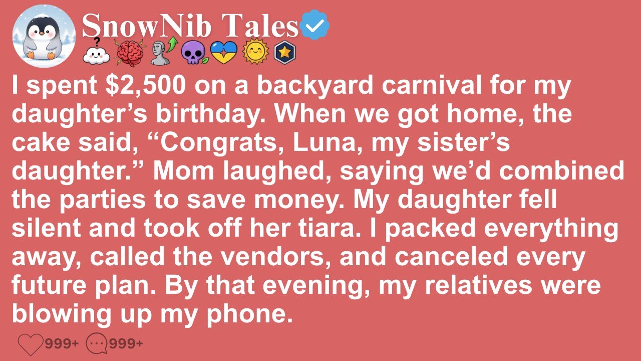 I spent $2,500 on a backyard carnival for my daughter’s birthday. When we got home, the cake said...