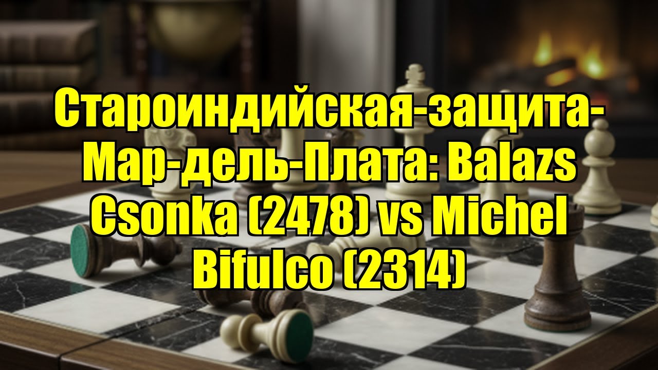Староиндийская-защита-Мар-дель-Плата: Balazs Csonka (2478) vs Michel Bifulco (2314)
