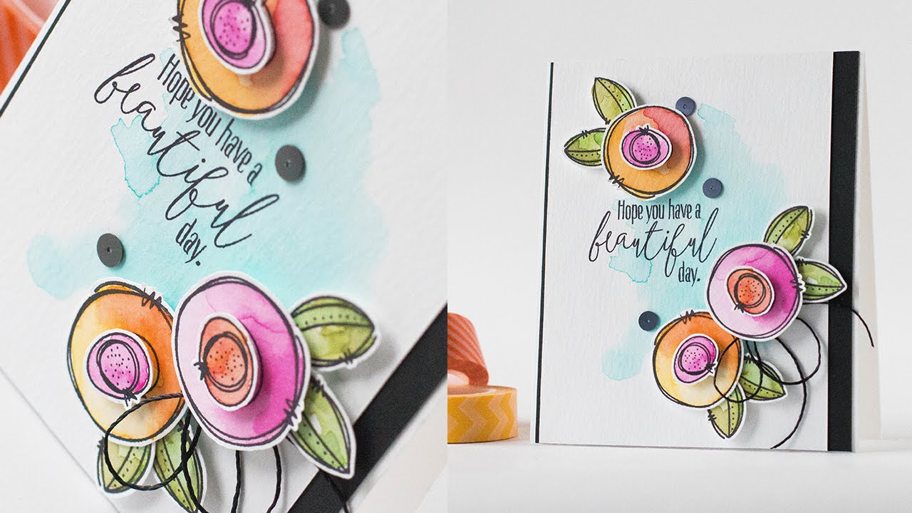 Using WPlus9 Flowers Stamps and Dies to Make a Gorgeous Card