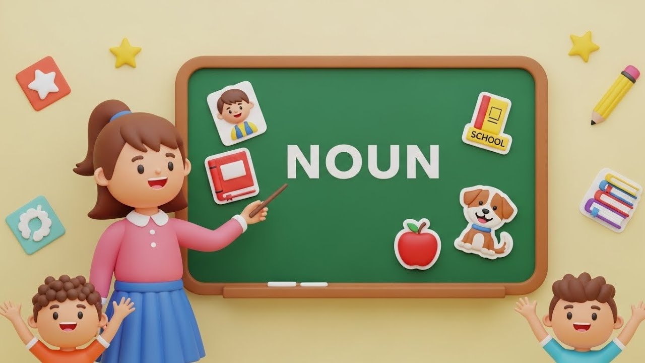 Noun for Kids | Easy English Grammar Cartoon Lesson | Types of Nouns with Examples