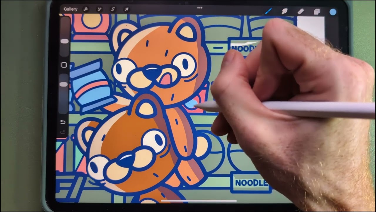 ASMR iPad Drawing 🧸 Chibi Bears in Supermarket 🛒 Relaxing Colouring on iPad