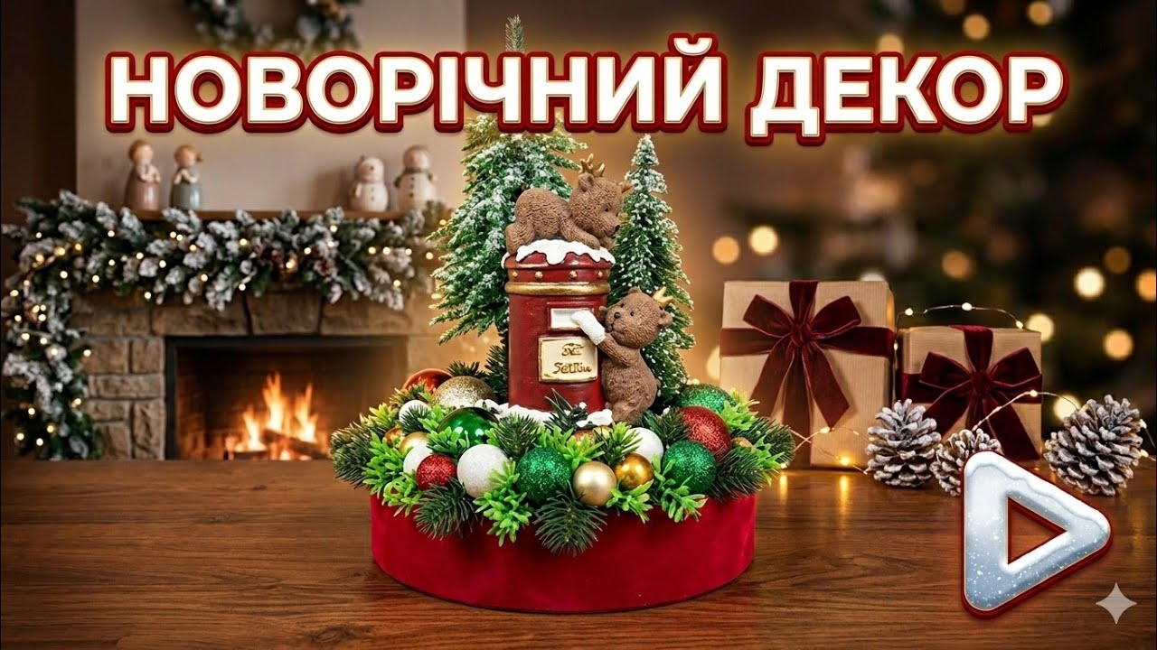DIY/МК Christmas decoration  idea that is easy to repeat / Новорічна композиція своїми руками. 