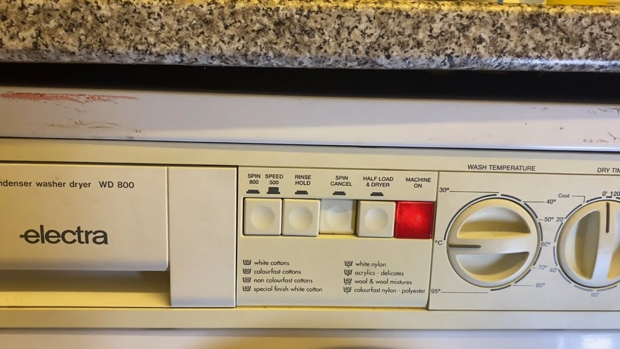 Electra Condenser Washer Dryer WD 800 Cotton 95, Spin Cancel