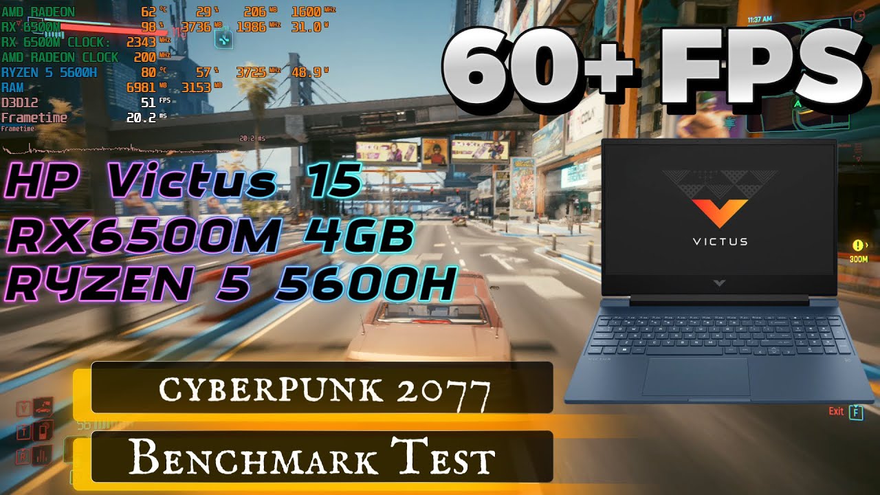 Cyberpunk 2077 Benchmark || RX6500M + RYZEN 5 5600H || HP Victus 15 || 8GB RAM ||