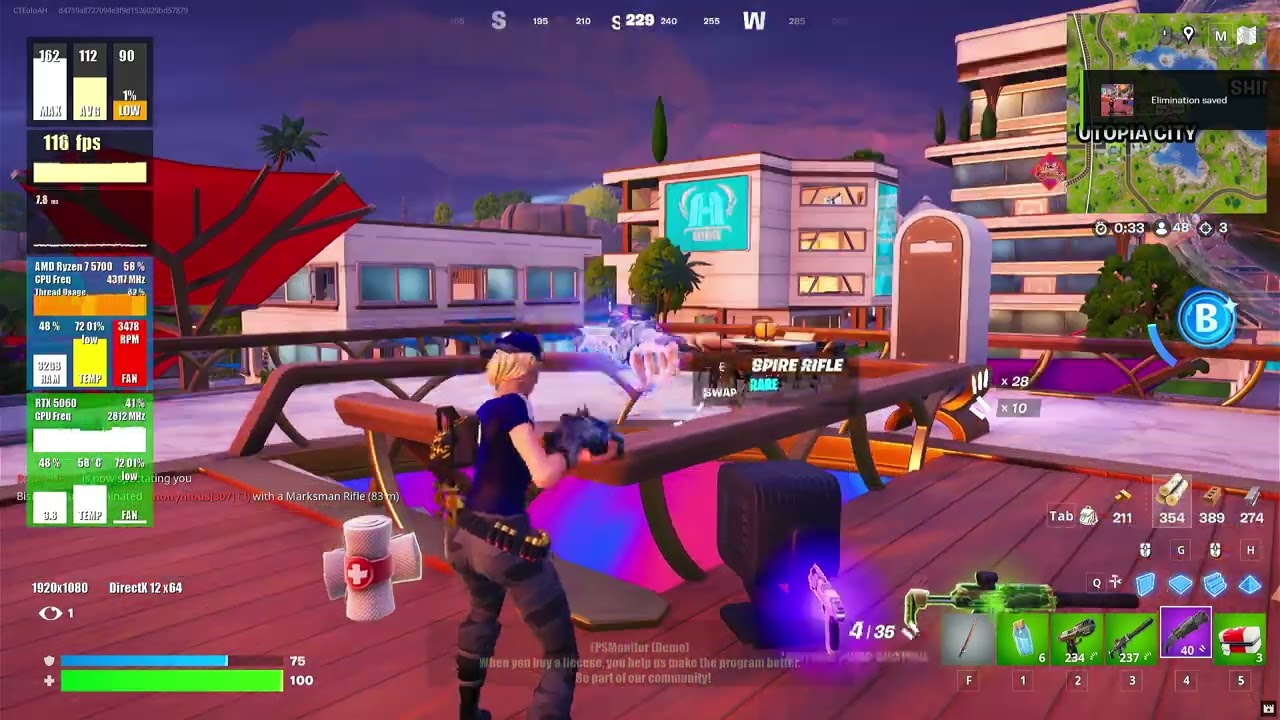 Fortnite | Ryzen 7 5700, 32GB RAM, RTX 5060 8GB (DX12 and Auto-Set Mode)