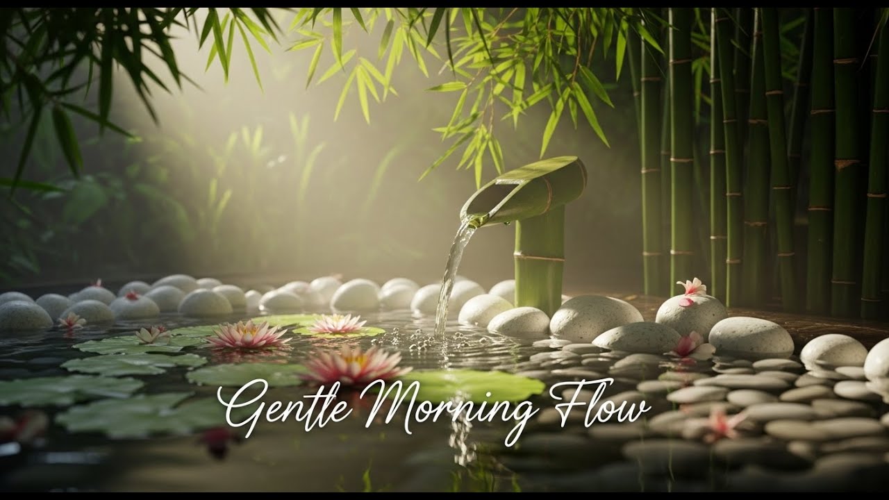Calming Zen Candle Flow Bamboo Fountain and Water Glow for Relaxation Meditation Sleep Tranquility