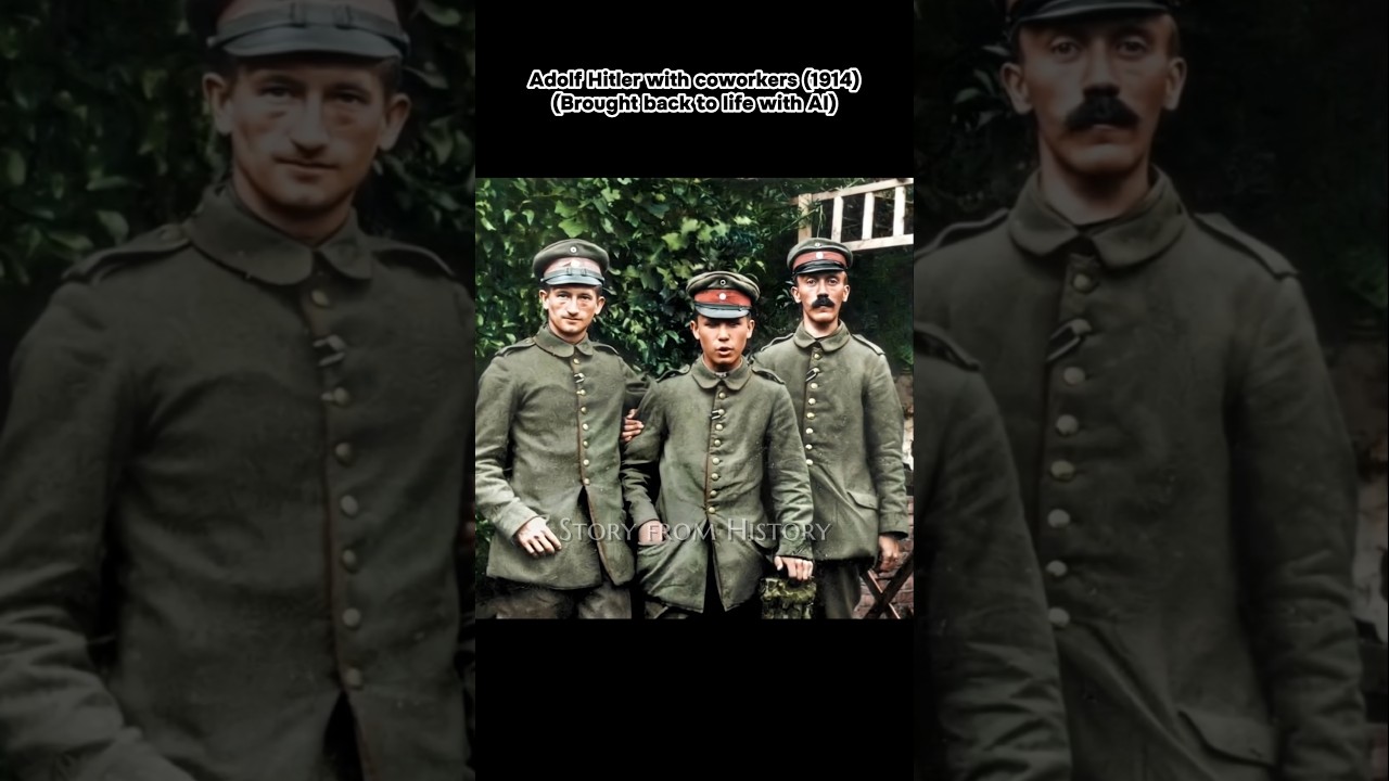 WW1 Colorized historical Footage: Adolf Hitler with coworkers #hitler #ww1 #history #colorized