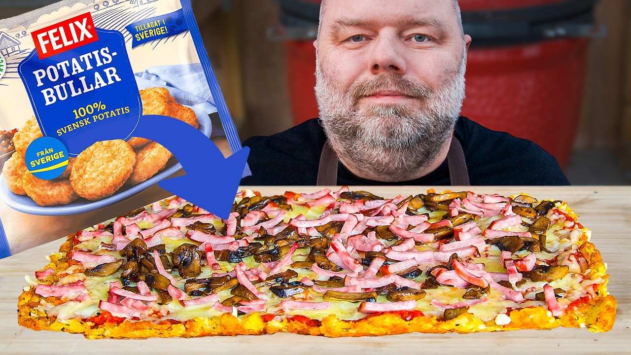Jag gjorde pizza av potatisbullar! Blev det bra?