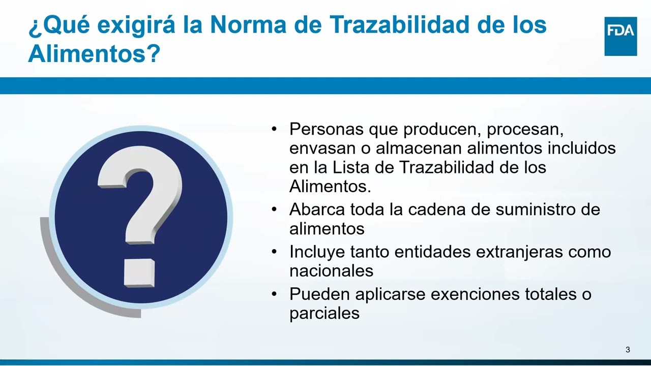 Webinar FDA Regulación Final de la Trazabilidad de los Alimentos bajo Ley FSMA