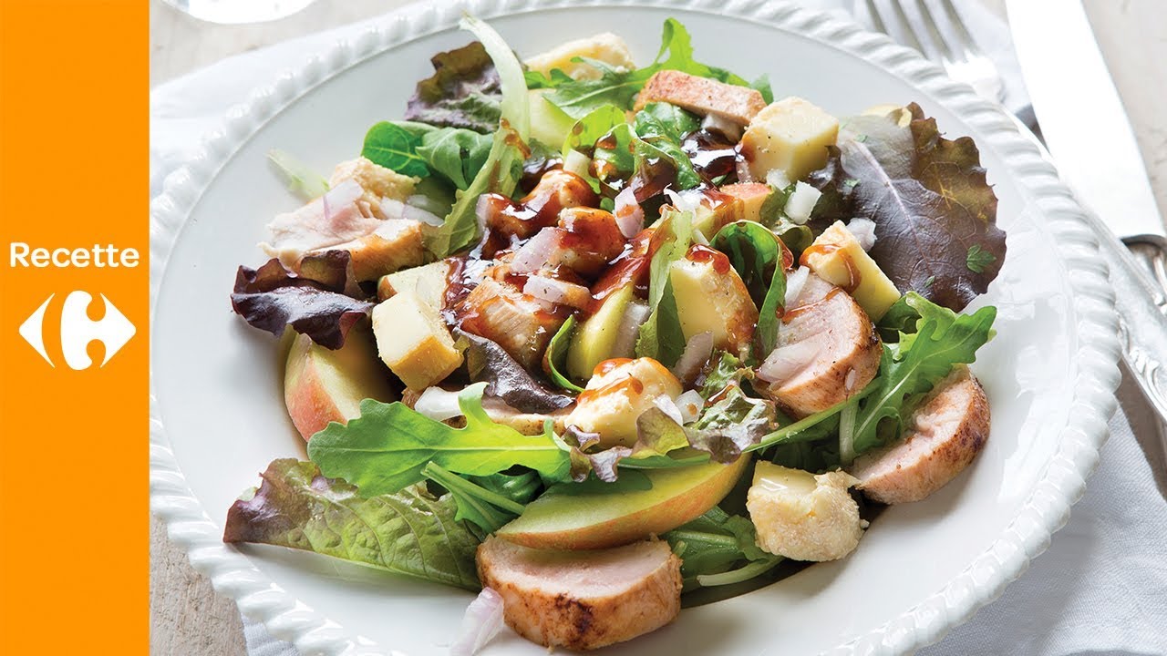 Salade de poulet avec pommes, noix et fromage de Maredsous