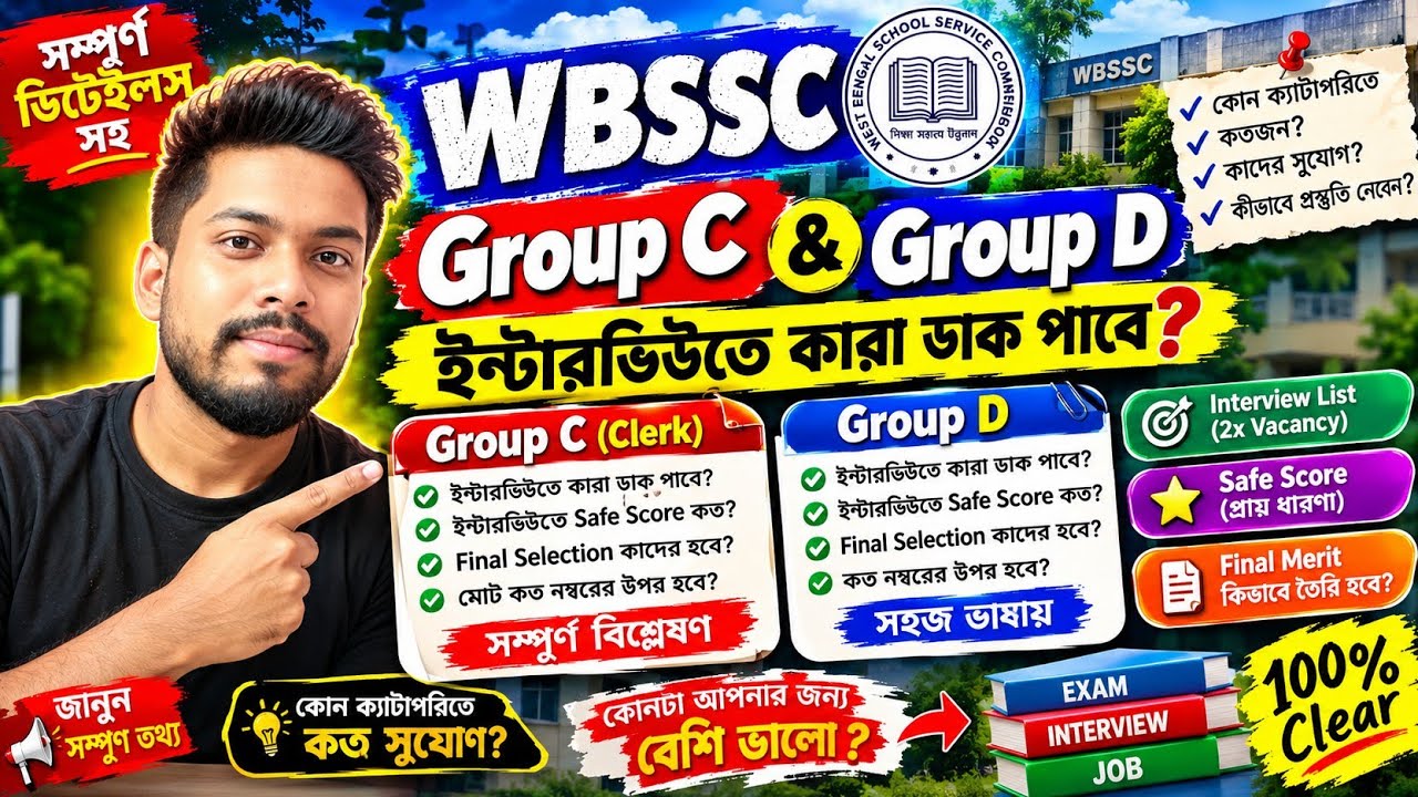 WBSSC Group C & D Update 2026 ✅|| WBSSC গ্রুপ সি এবং ডি Safe Score📌|কারা ইন্টারভিউতে ডাক পাবে|#wbssc