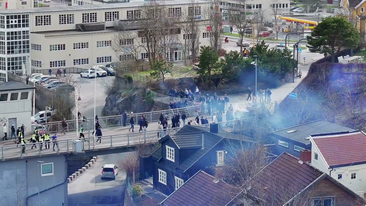 Dramatiske scener: Politiet bruker tåregass og hunder mot Sarpsborg 08-supportere – 4K Dronevideo