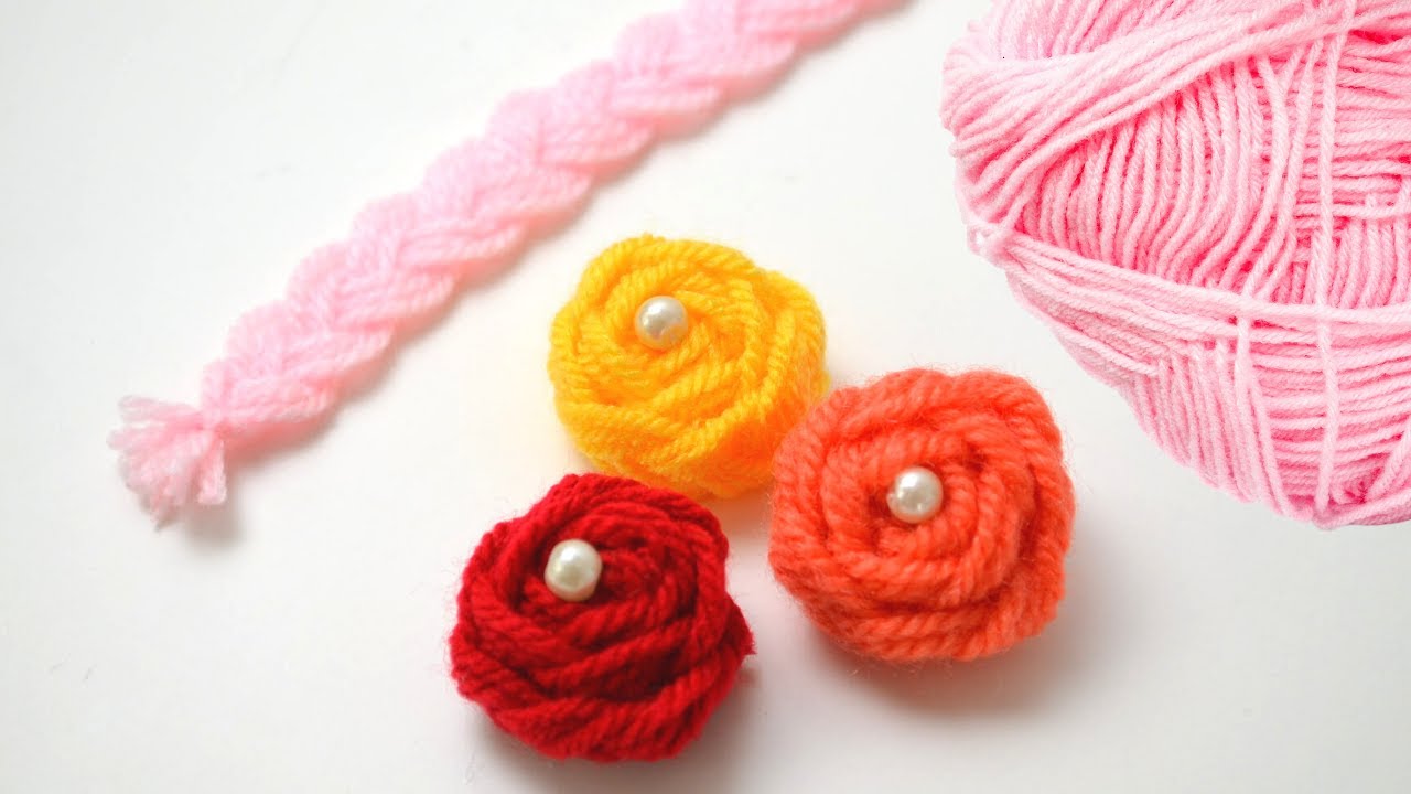 Awesome trick to make rose with woolen thread | Super easy yarn rose making | Hand embroidery hacks