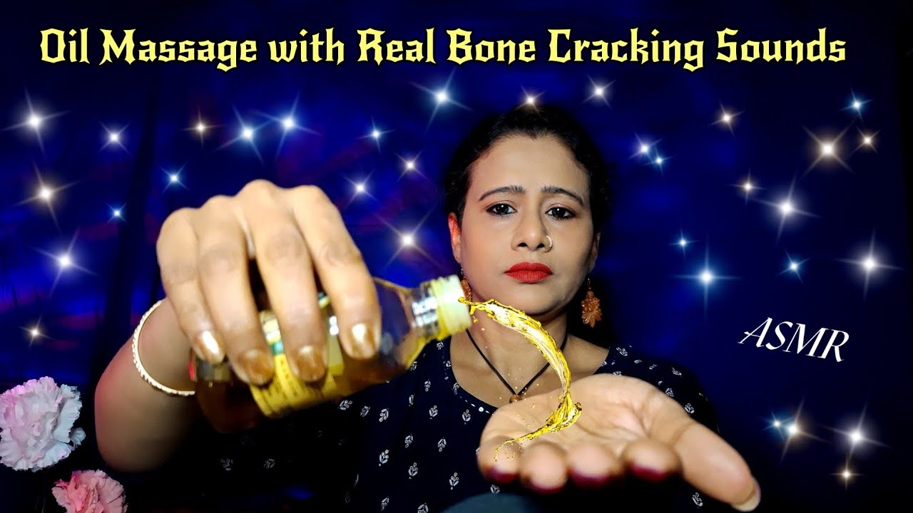 ASMR Full Body Oil Massage with Realistic Bone Cracks for Deep Sleep ( neck  back scalp shoulders)