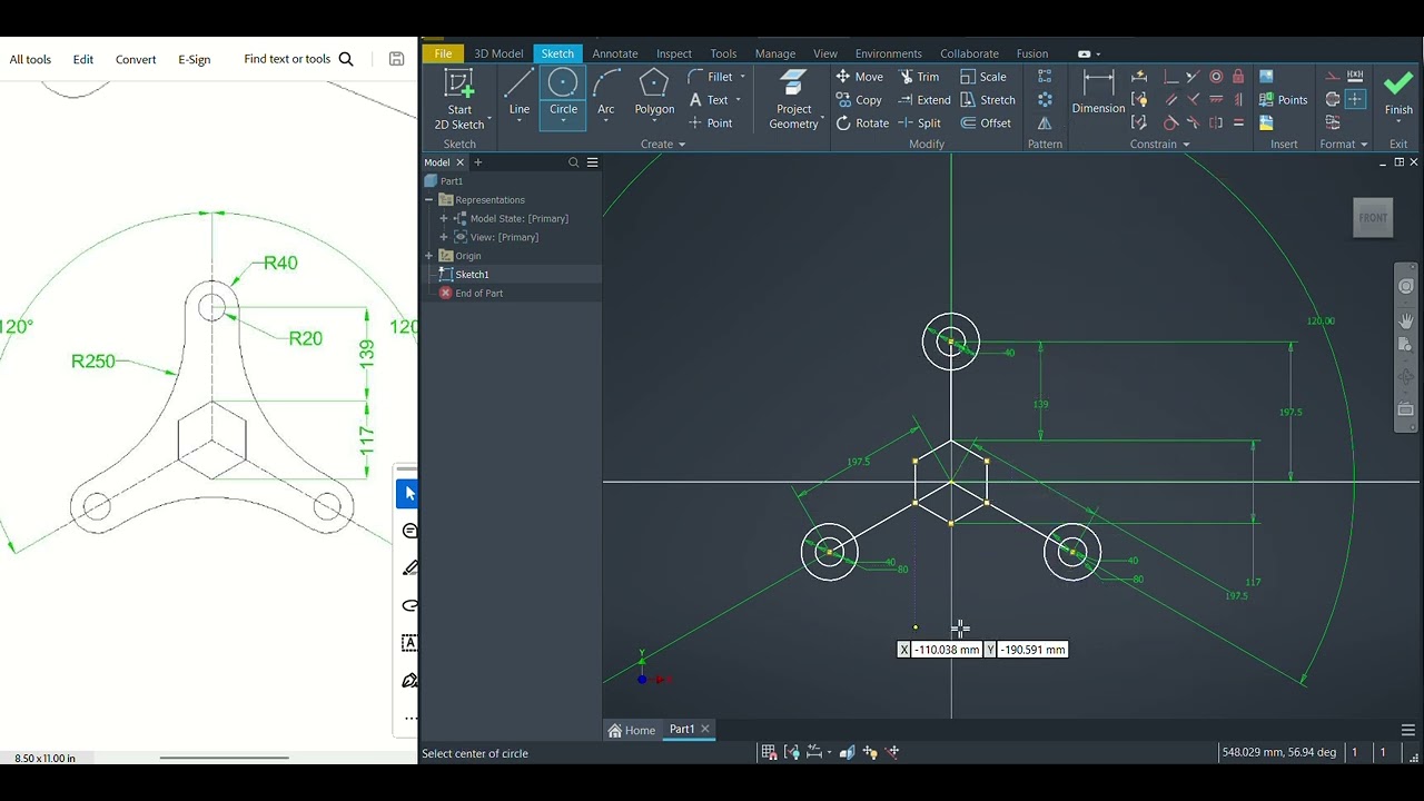 AutoCAD Inventor Tutorial #10 | 2D Sketch | Hindi