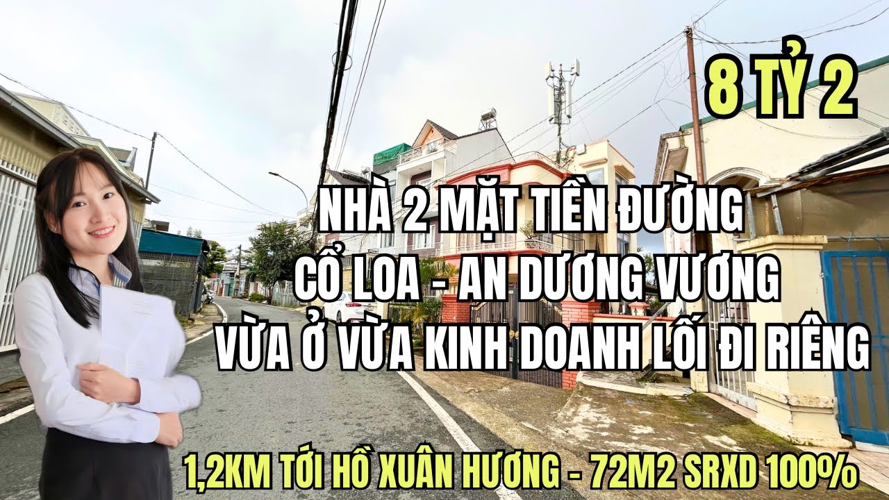 Vừa ở vừa kinh doanh 72m2 nhà Đà Lạt giá rẻ 2 mặt tiền đường chính Cổ Loa 1,2km tới chợ đêm chỉ 8tỷ2