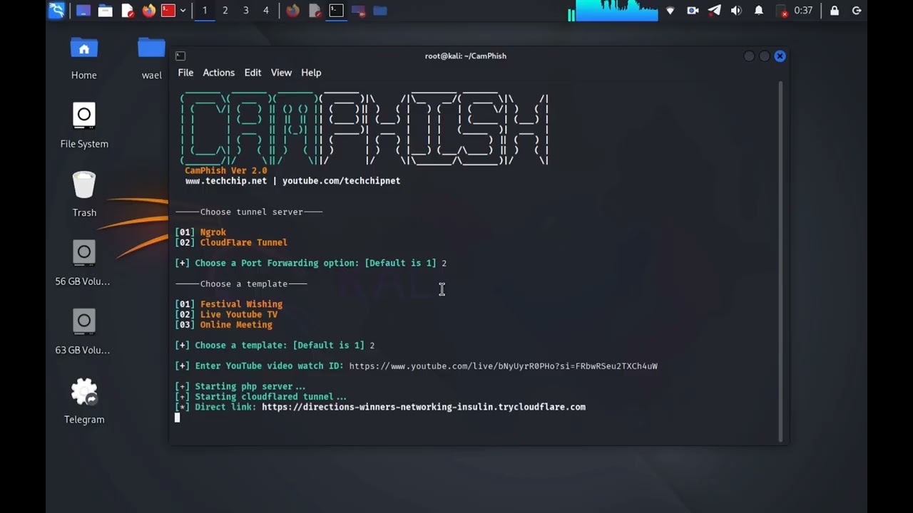 طريقة اختراق الكاميرا عن طريق رابط يوتيوب | شرح أداة CamPhish بالتفصيل 2026 في 3 دقائق