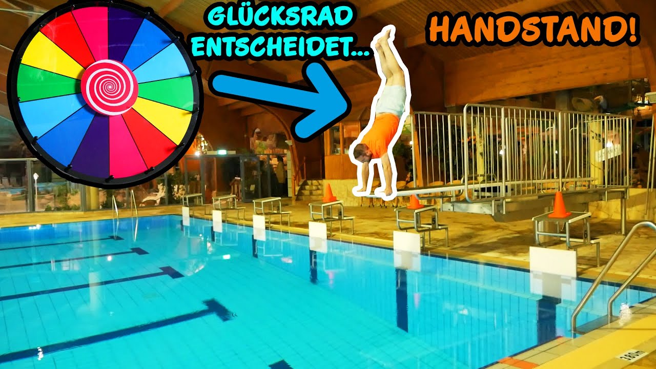 GLÜCKSRAD SPRUNG CHALLENGE im Schwimmbad! Glücksrad entscheidet, wie ich springe…