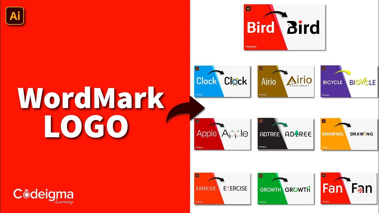 10 Modern Wordmark Logo Design | 1 | Adobe Illustrator CC | Codeigma Learning