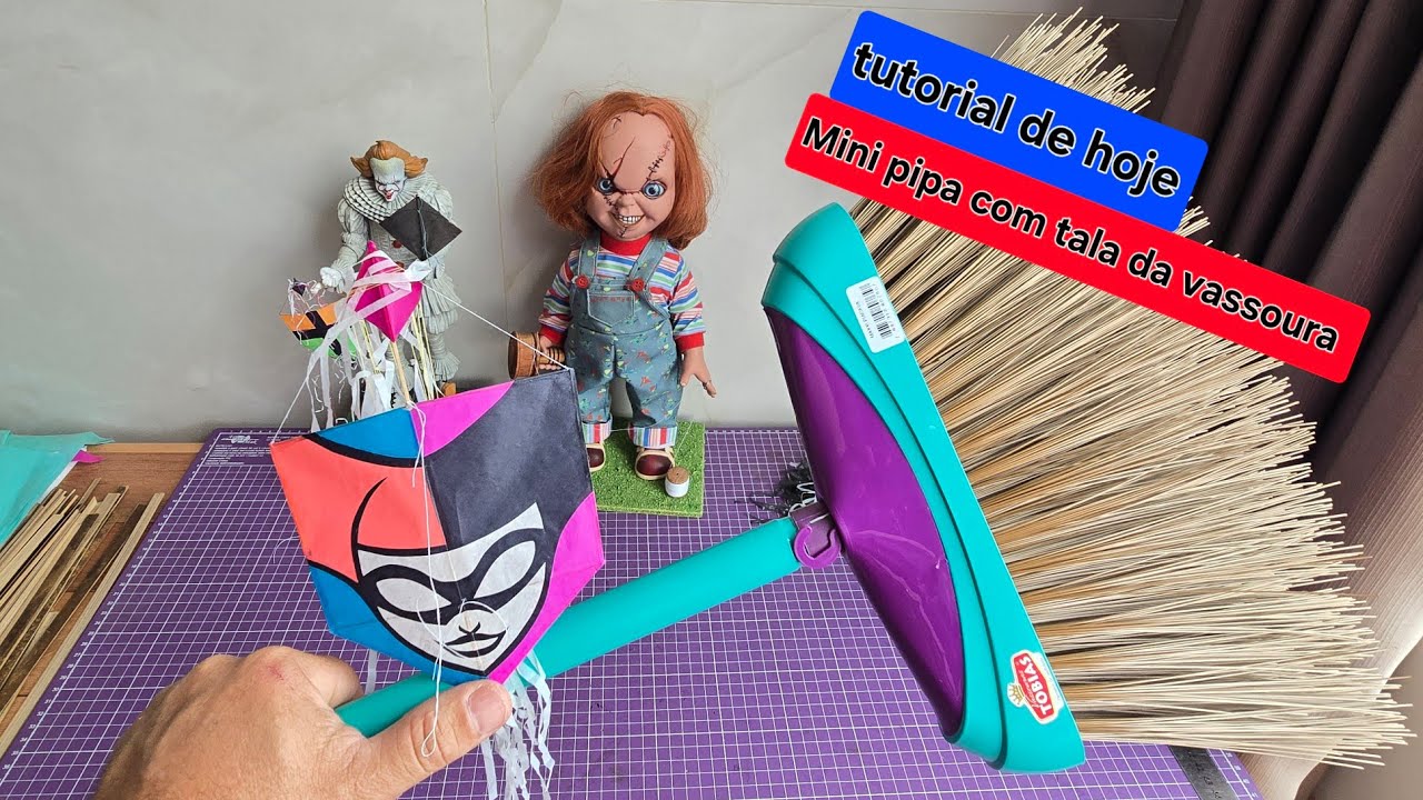 Tutorial de hoje, mini pipa com tala da vassoura..