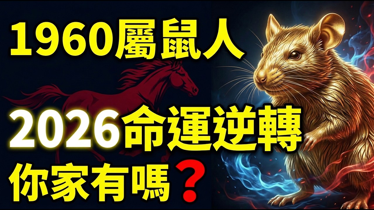 1960年屬鼠人，庚子之命，2026年「了不得」！你家有嗎？#1960年屬鼠 #庚子鼠 #2026生肖鼠運勢 #屬鼠2026運勢 #財運 #風水佈局 #1960年生肖鼠 #生肖鼠 #屬鼠 #晚年命運