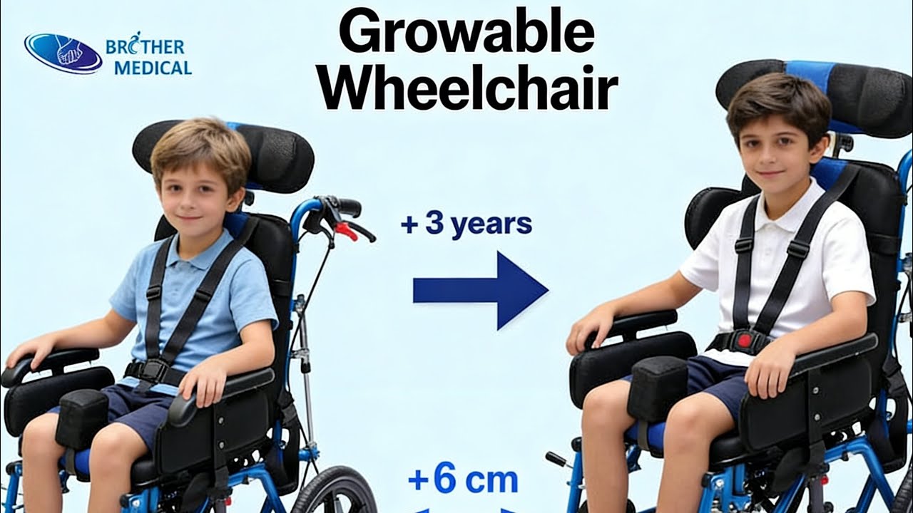Growing with Kids: Blue Cerebral Palsy Wheelchair with Adjustable Side Panels