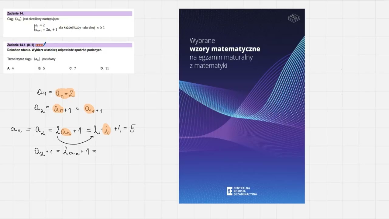 14. Ciąg (𝑎𝑛) jest określony następująco: {𝑎1 = 2 𝑎𝑛+1 = 2𝑎𝑛 + 1 dla każdej liczby naturalnej 𝑛 ≥ 1