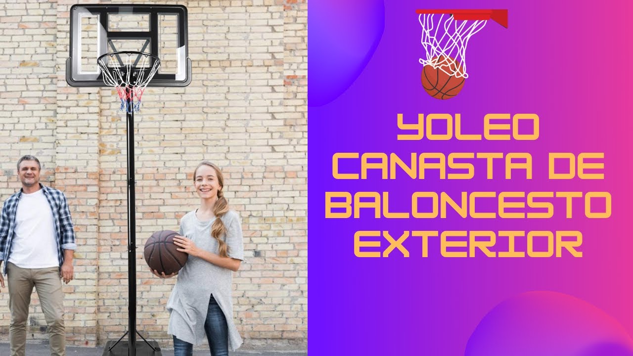 🏀YOLEO Canasta de Baloncesto Exterior Ajustable 230-305 cm M&oacute;vil con Ruedas