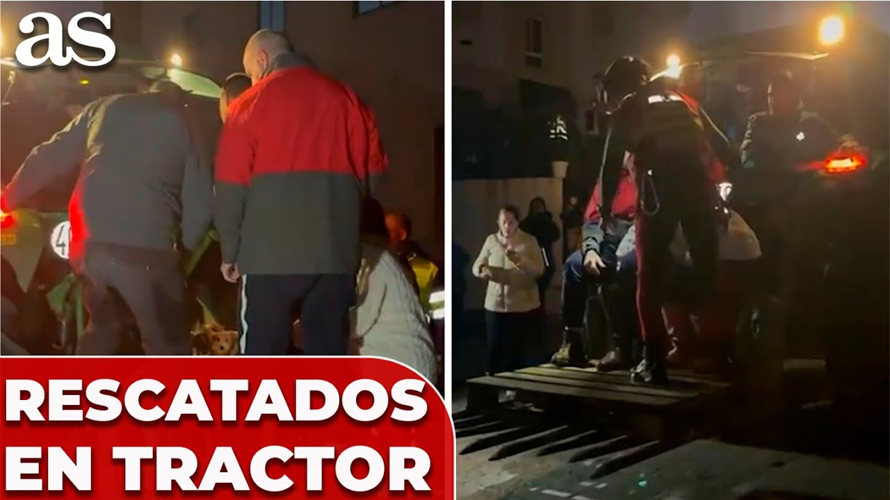 SIETE PERSONAS rescatadas en UN TRACTOR por las inundaciones en ANDALUCÍA