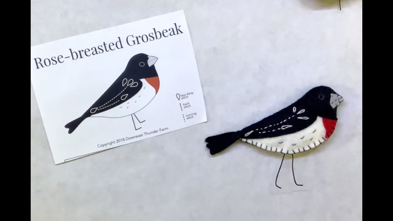 Downeast Thunder Farm Felt Rose-breasted Grosbeak Ornament Tutorial